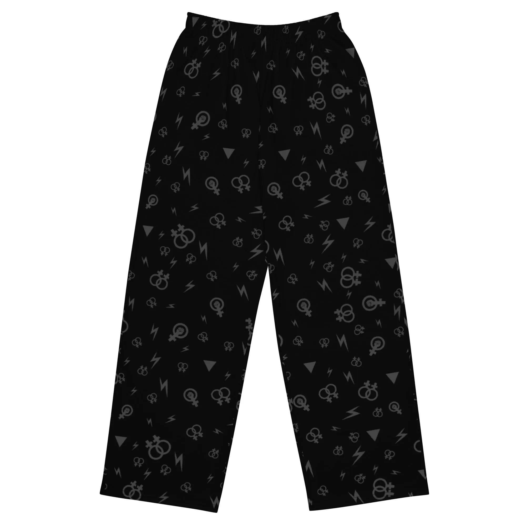 Lesbian Symbol on Black Wide-leg Pants/Trousers