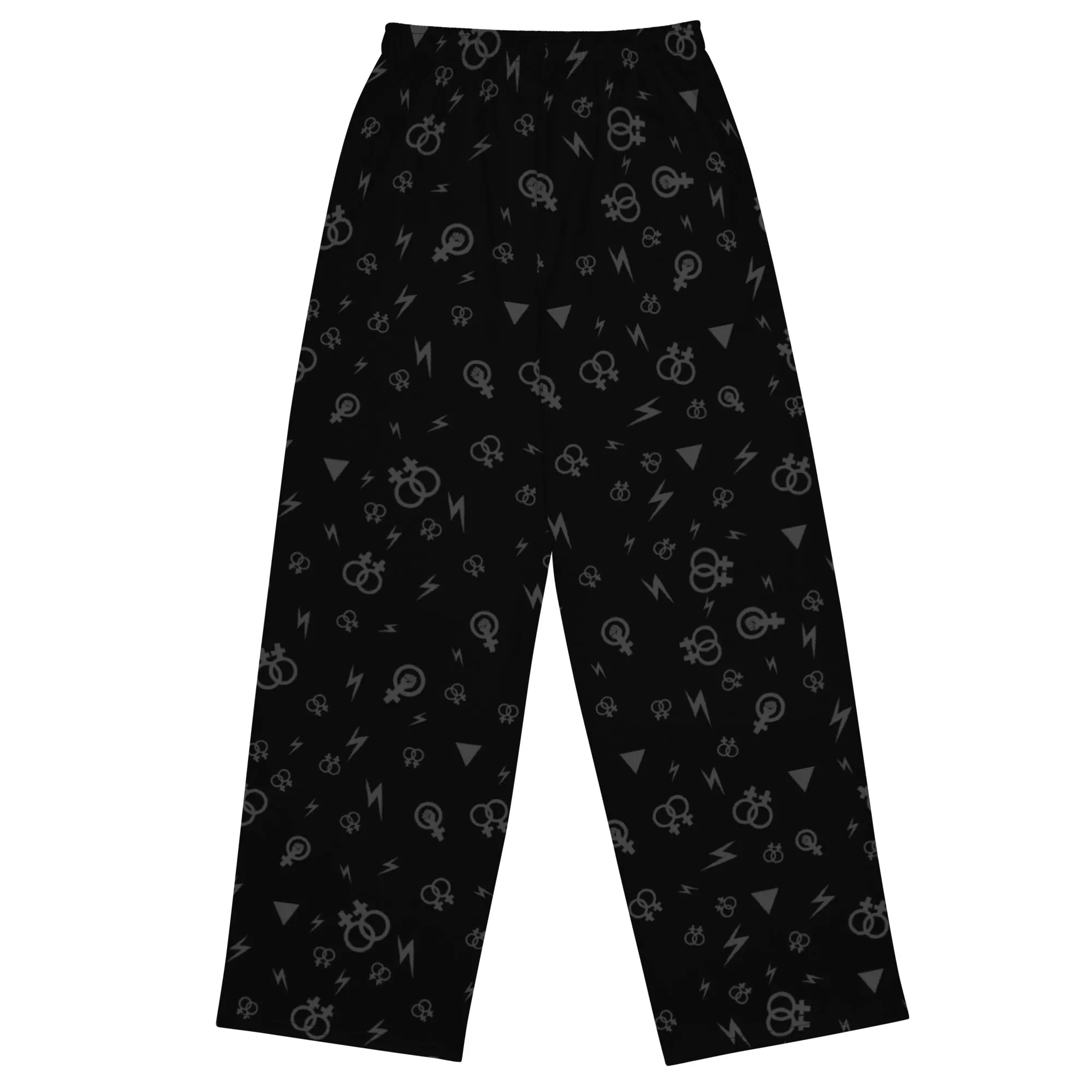 Lesbian Symbol on Black Wide-leg Pants/Trousers