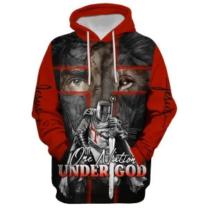 Lion And Warrior Hoodies - One Nation Under God Hoodie - Men & Women Christian Hoodie - 3D Printed Hoodie