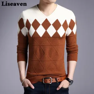 Liseaven Men Pullovers Cashmere Wool Sweater Long Sleeve Tops Christmas Sweaters Male Pullover Tops