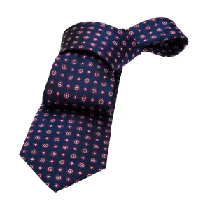 Ludlow Abstract Silk Tie, Navy / Red / Silver