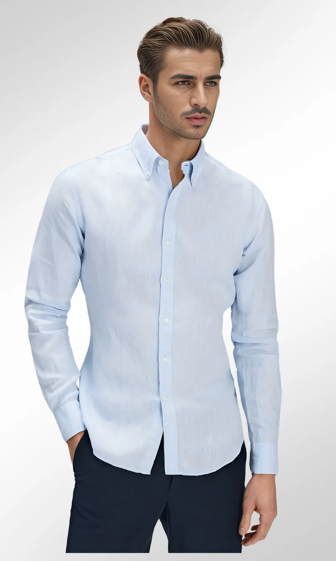 Men Plain linen shirt (Blue)