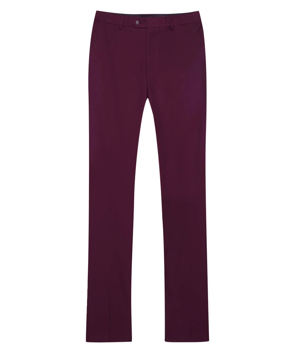 Men's Classic Slim Fit Stretch Flat Front Slacks Dress Pants Dark Red