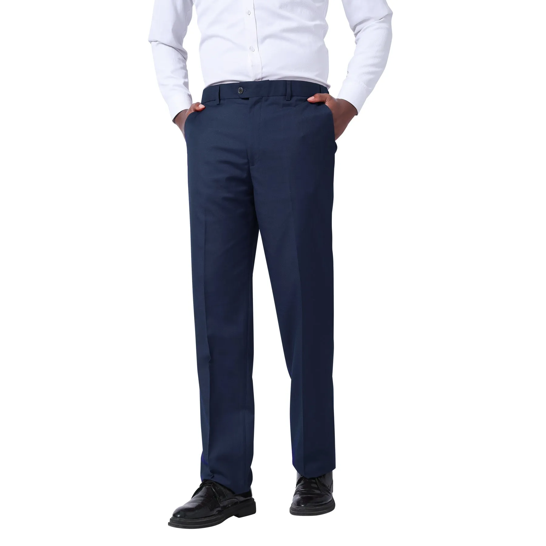 Men's Classic Slim Fit Stretch Flat Front Slacks Dress Pants Navy