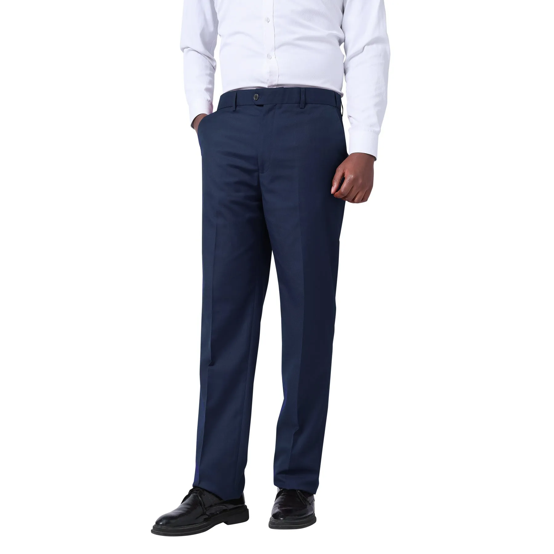 Men's Classic Slim Fit Stretch Flat Front Slacks Dress Pants Navy