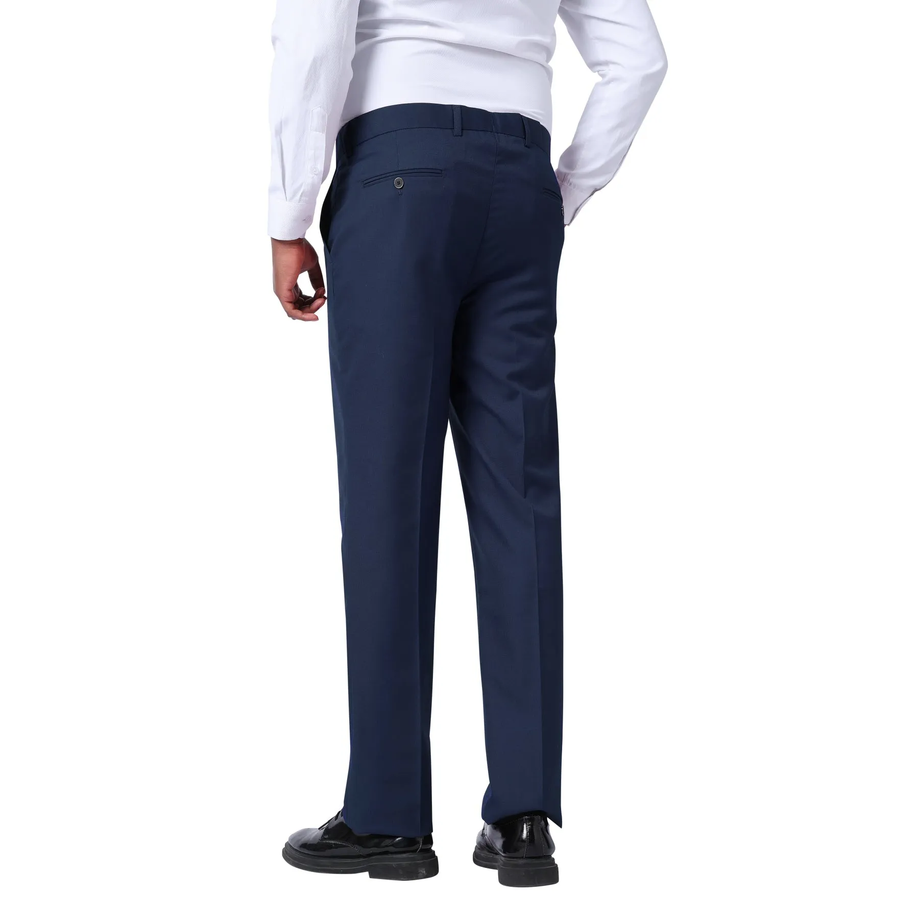 Men's Classic Slim Fit Stretch Flat Front Slacks Dress Pants Navy