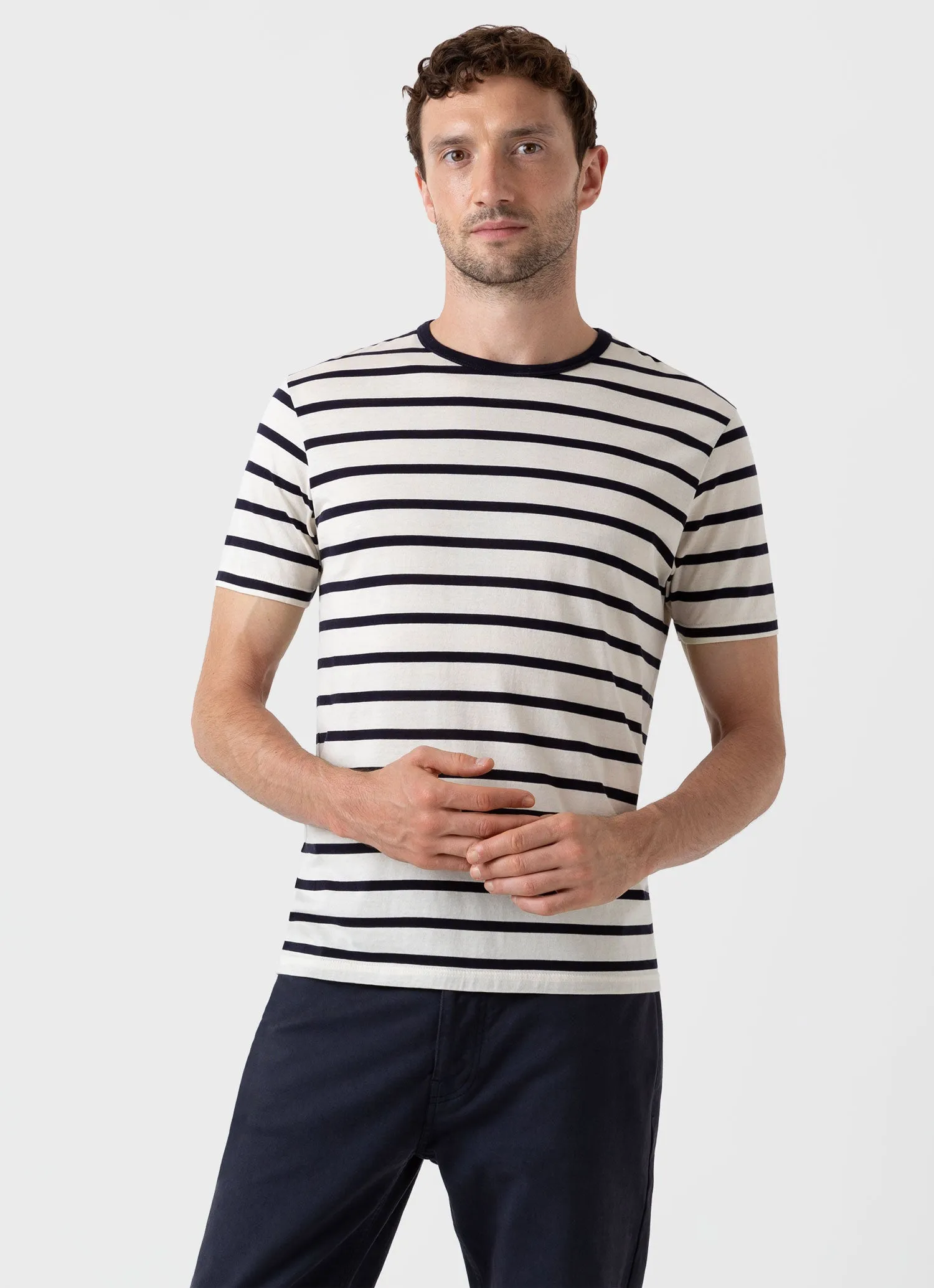 Men's Classic T-shirt in Ecru/Navy Breton Stripe