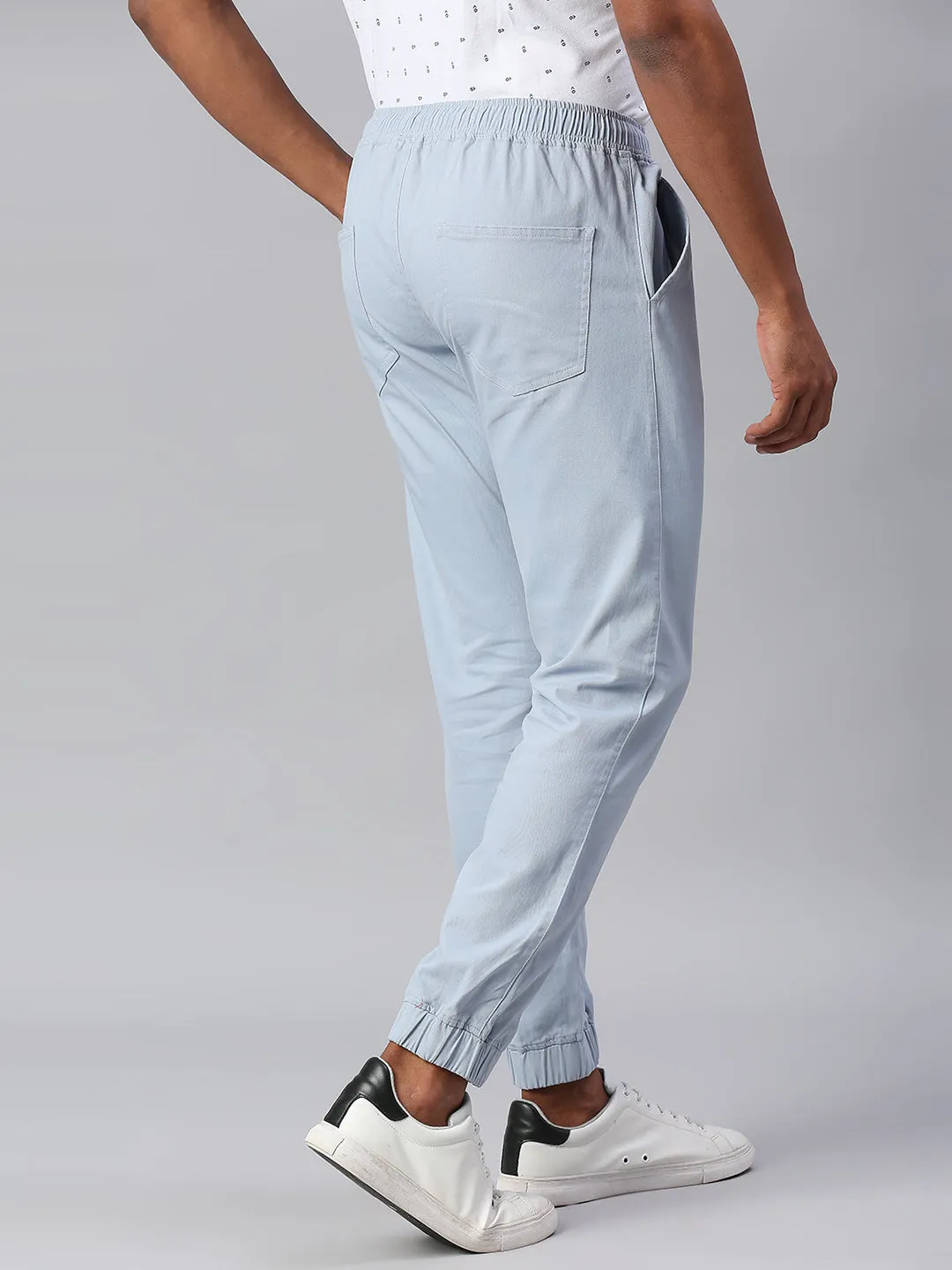 Men's Straight Fit Cotton Joggers (Lightblue)