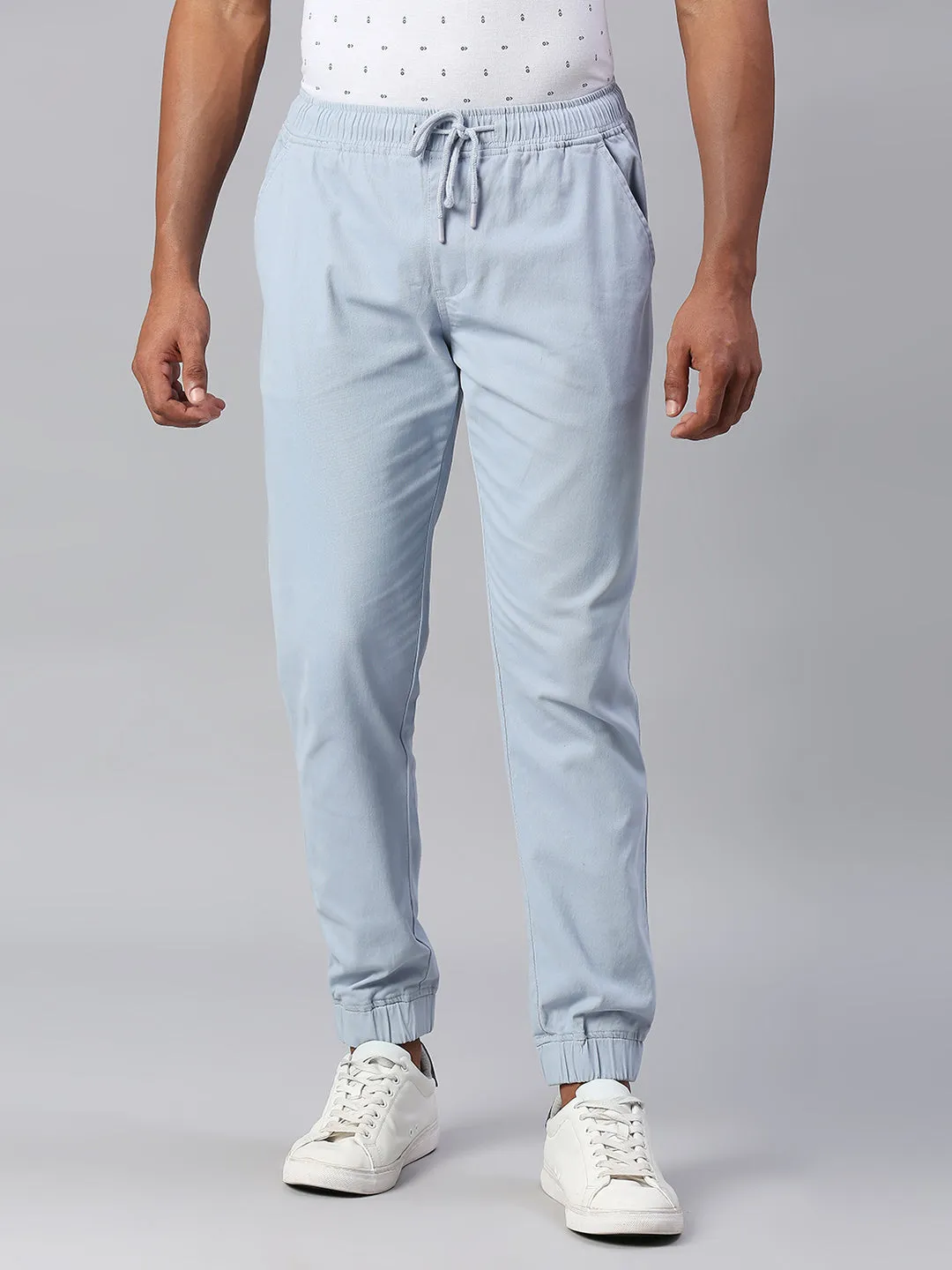 Men's Straight Fit Cotton Joggers (Lightblue)