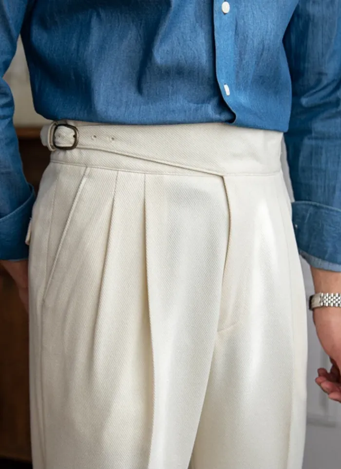 Mid-High Waist Naples Trousers - white