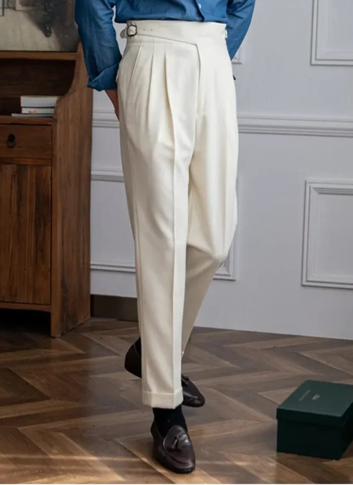 Mid-High Waist Naples Trousers - white