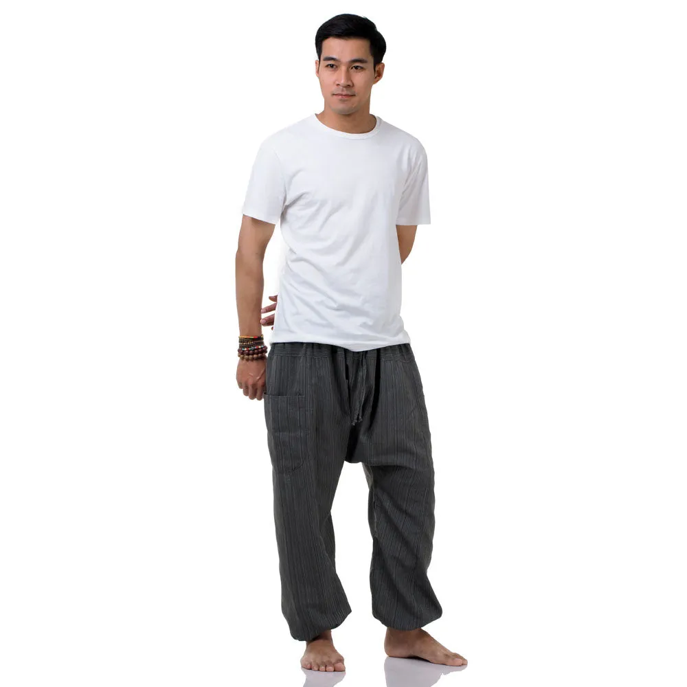 Midnight Black Men's Pinstripe Harem Pants