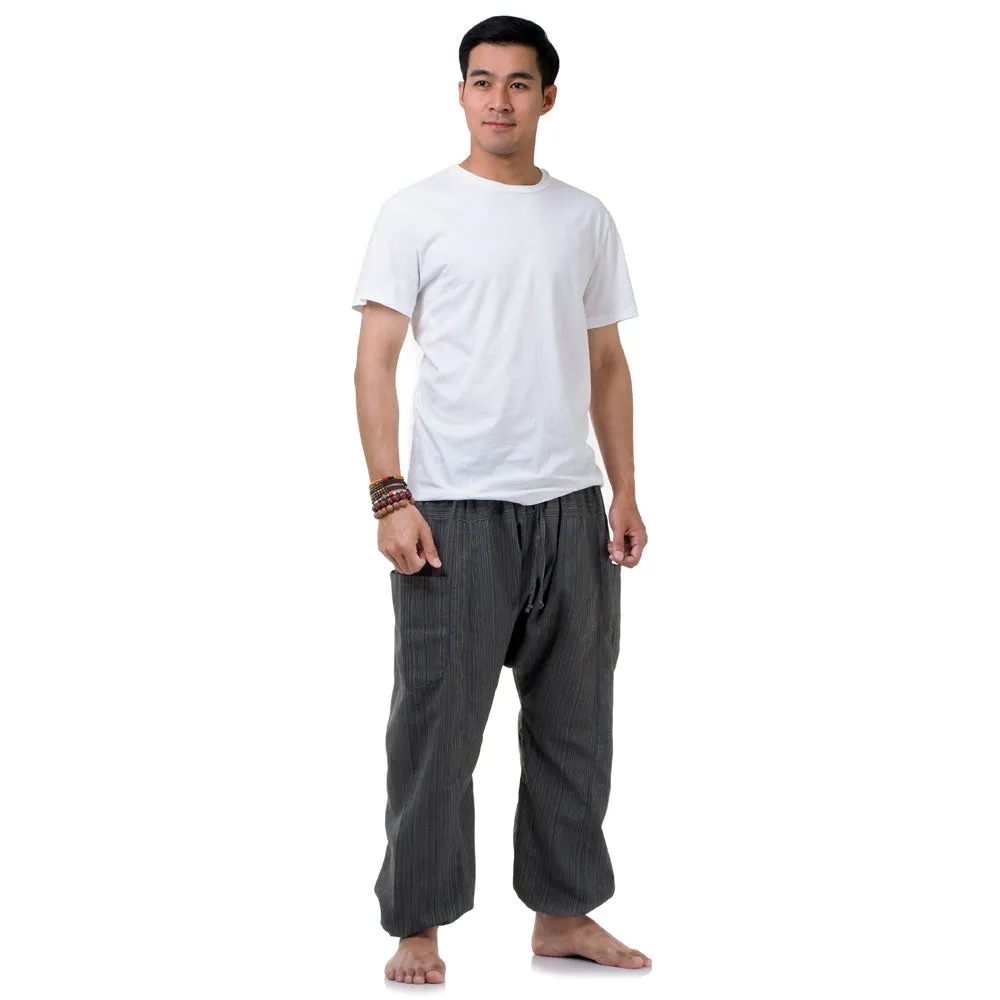 Midnight Black Men's Pinstripe Harem Pants