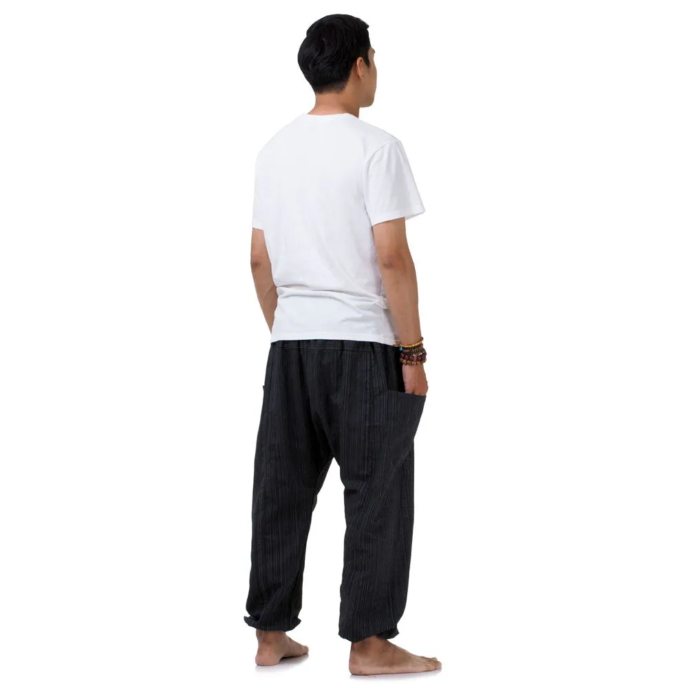 Midnight Black Men's Pinstripe Harem Pants