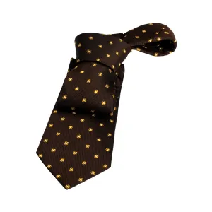 Millville Foulard Silk Tie, Dark Brown / Gold