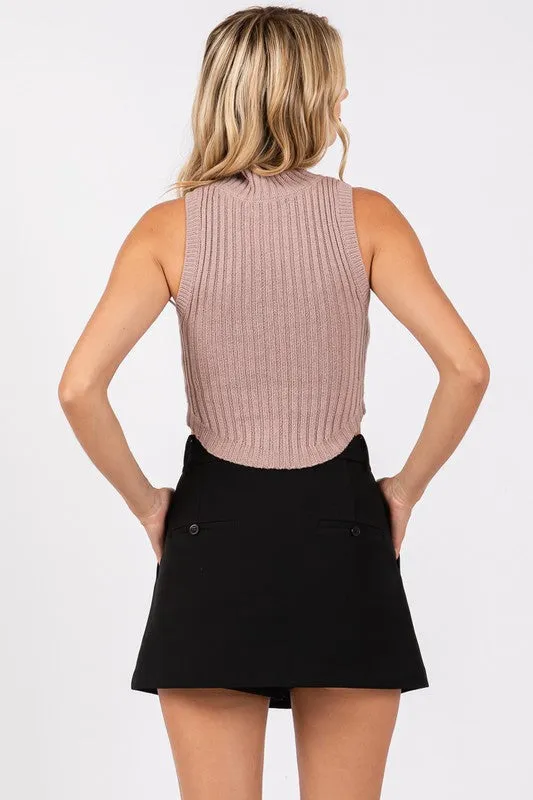 Mock Neck Crop Sweater Top