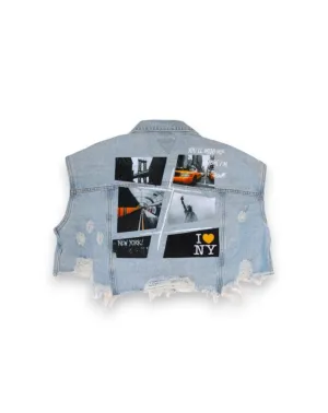 NEW YORK COLLAGE Crop Denim Vest