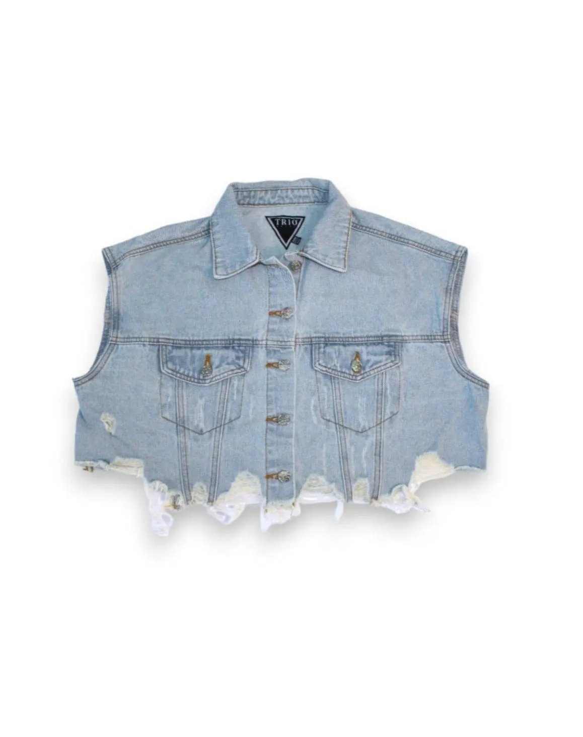 NEW YORK COLLAGE Crop Denim Vest