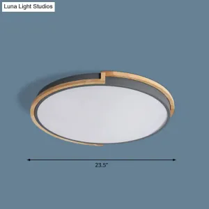 Nordic LED Flush Mount Ceiling Light with Acrylic Shade and Wood Frame - Perfect for Bedrooms