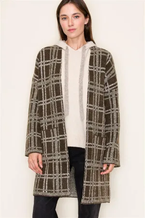 Olive Checked Cardigan Jacket - FINAL SALE