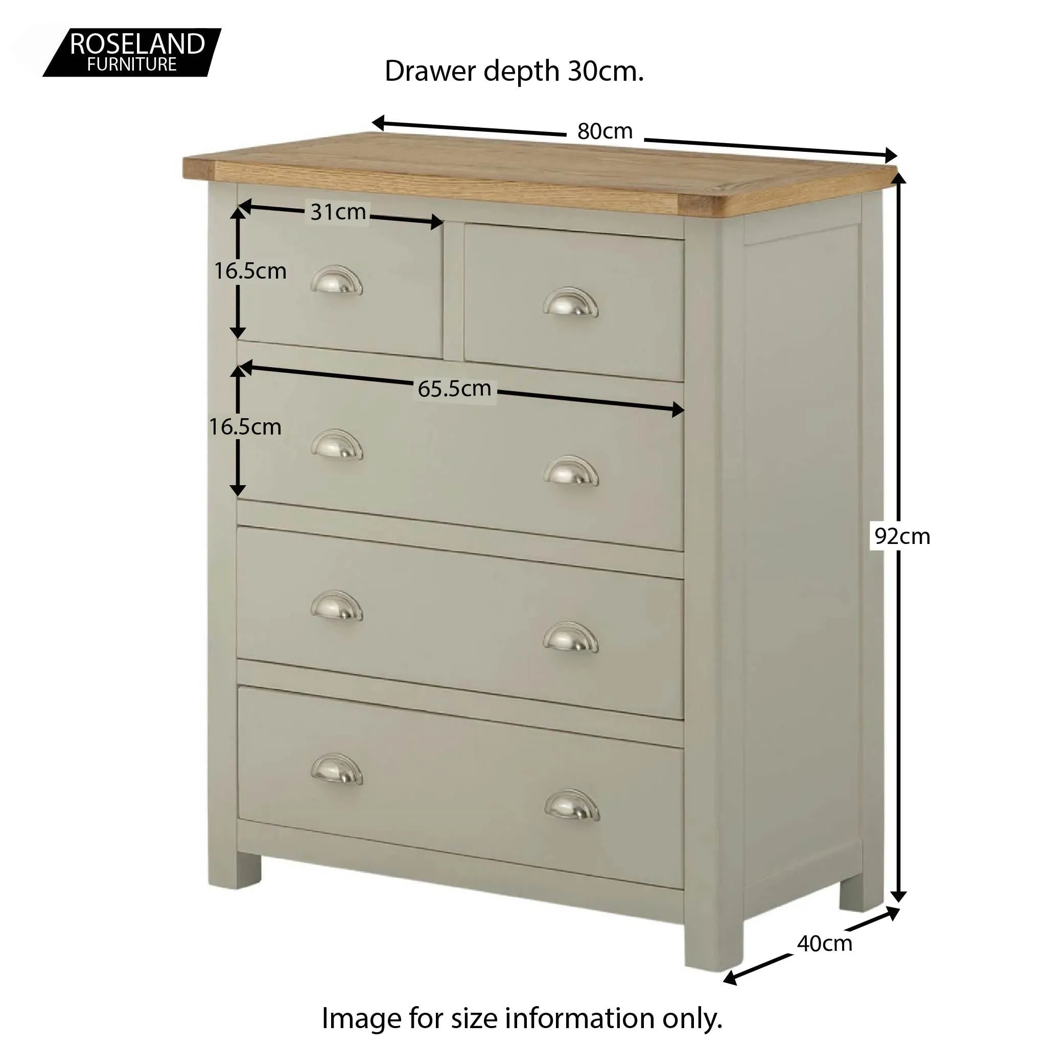 Padstow Grey 2 over 3 Drawer Chest