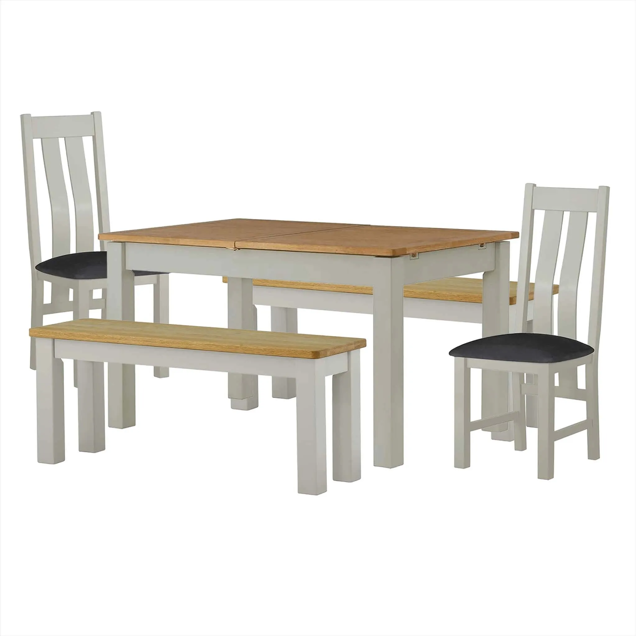 Padstow Grey Ext Dining Set - 2 x Chairs , 2 x Bench