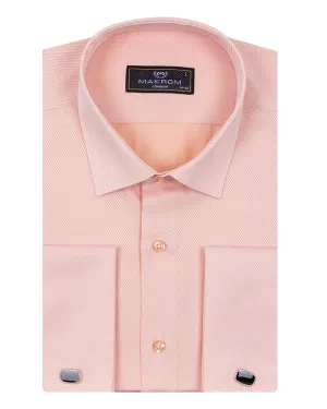 Peach Casual Twill Double Cuffed Shirts