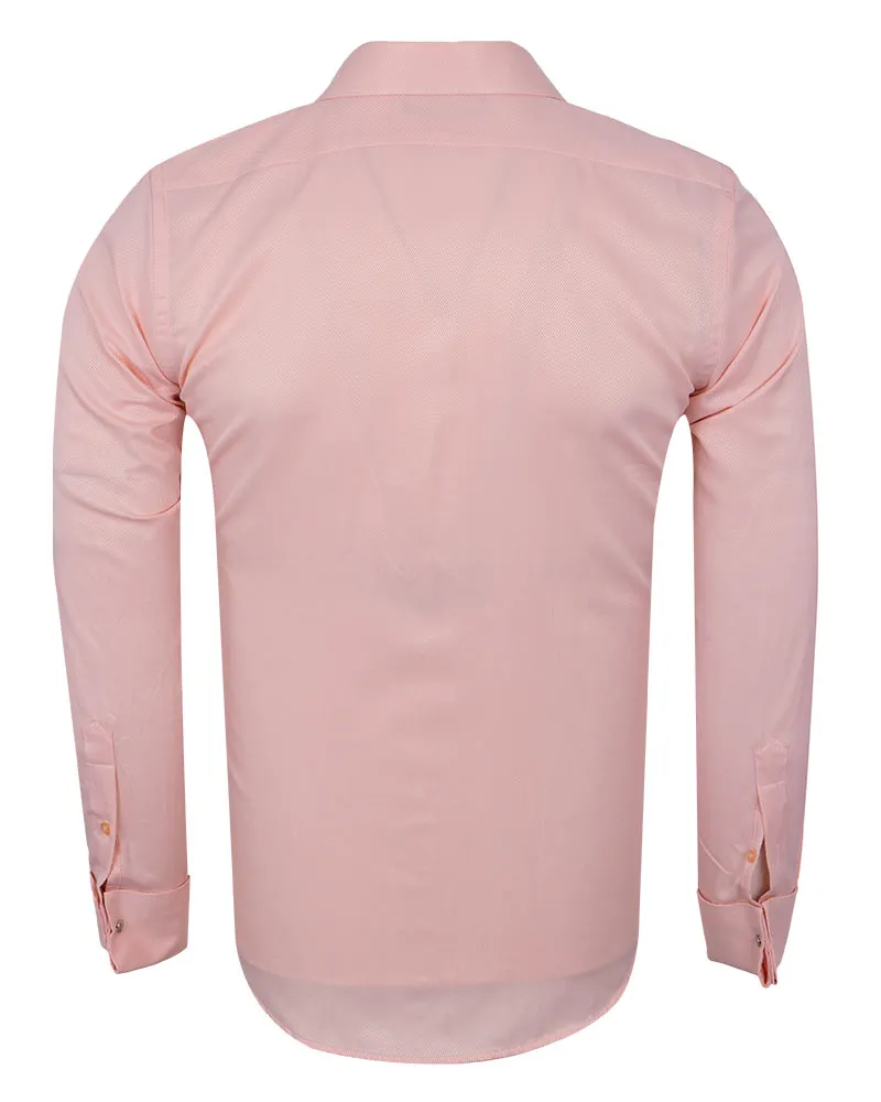 Peach Casual Twill Double Cuffed Shirts