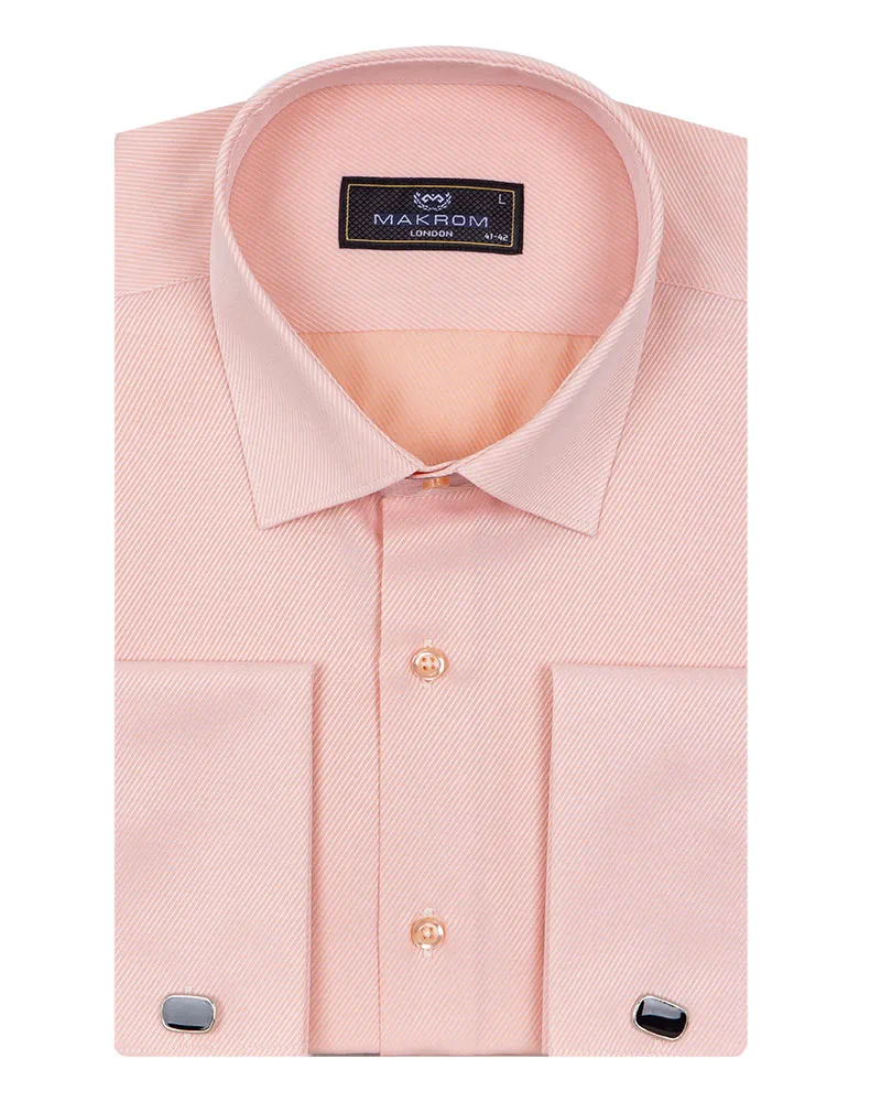 Peach Casual Twill Double Cuffed Shirts