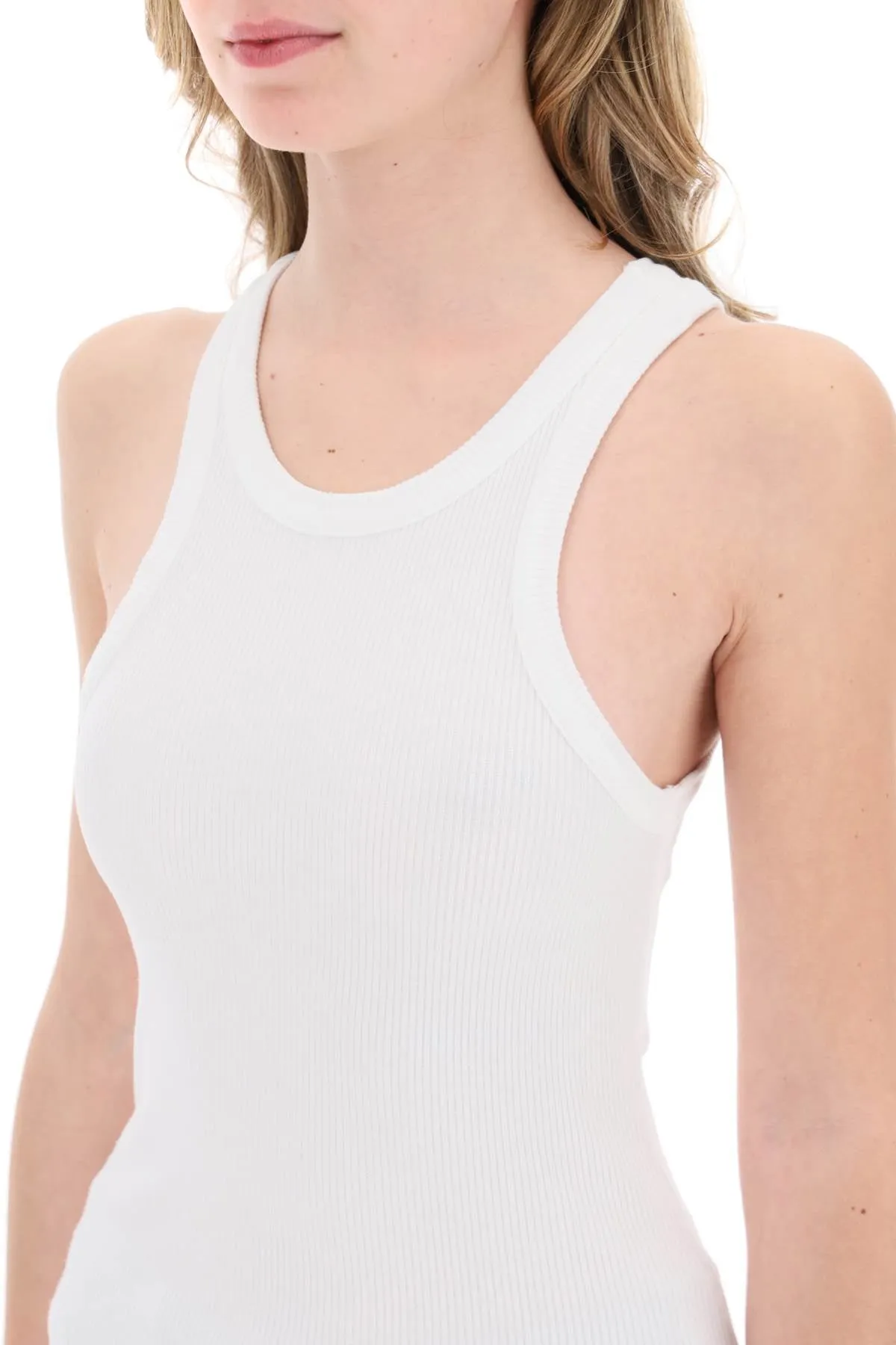 "ribbed sleeveless top b A7101 1260 WHITE