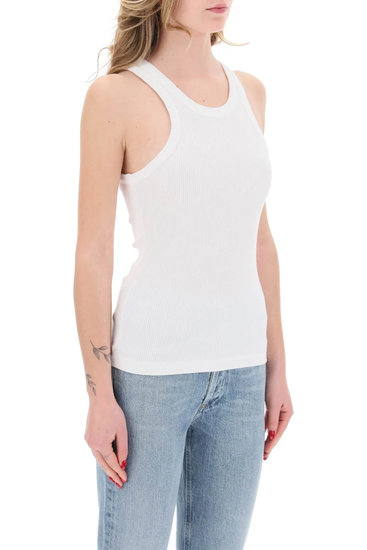 "ribbed sleeveless top b A7101 1260 WHITE