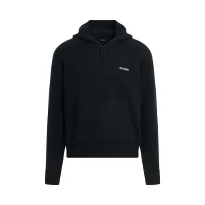 Raglan Knit Hoodie in Black