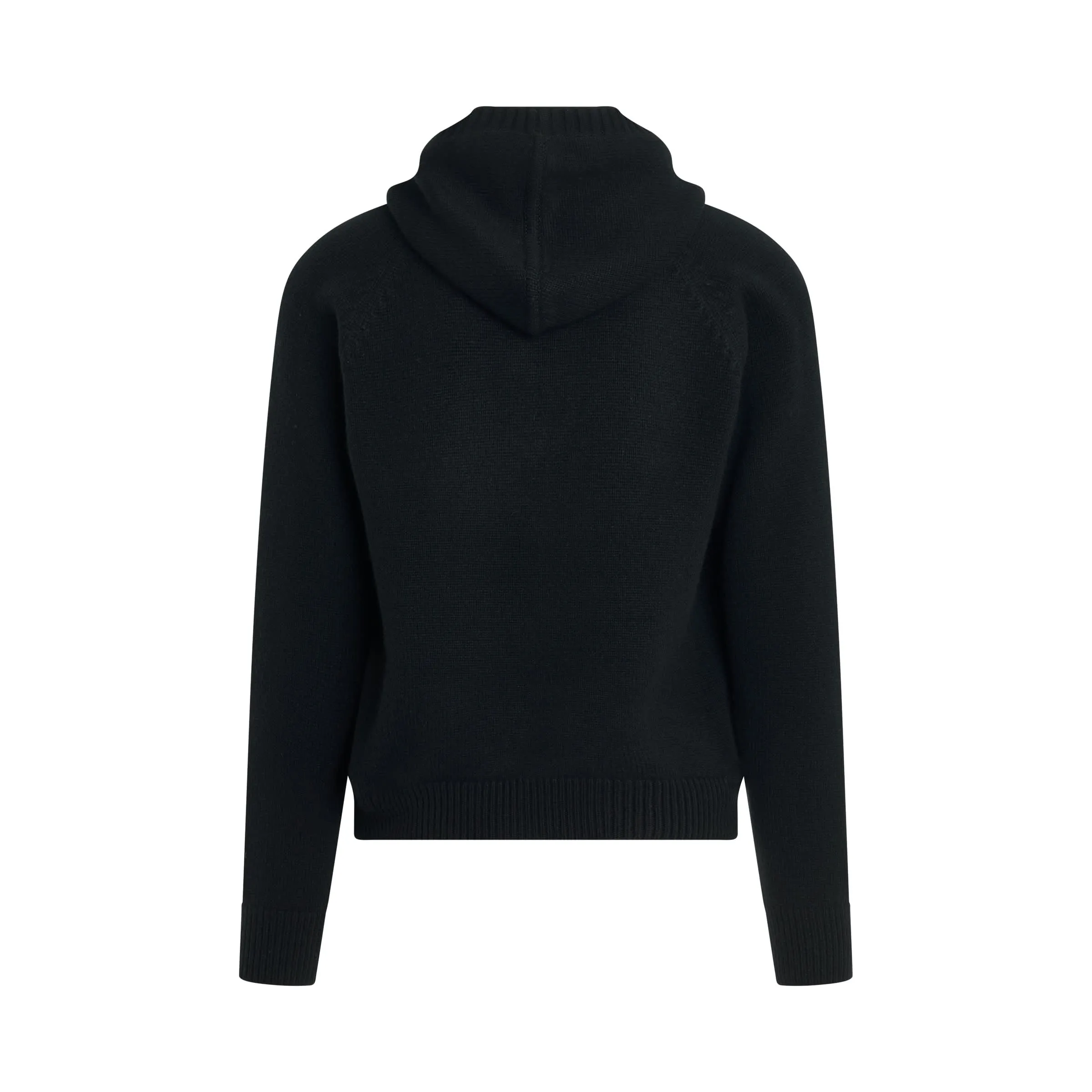 Raglan Knit Hoodie in Black