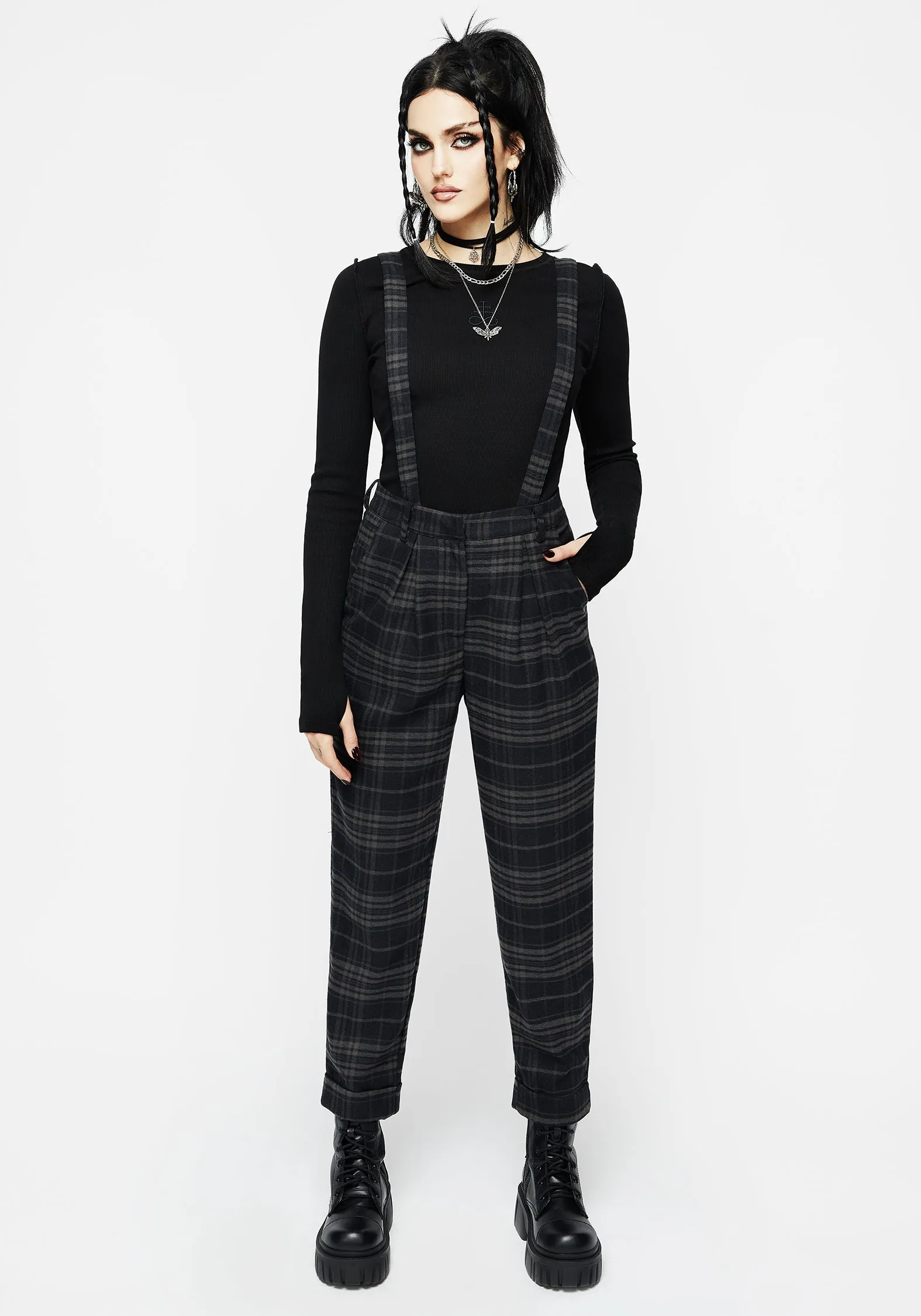 Reckless Distressed Check Trousers