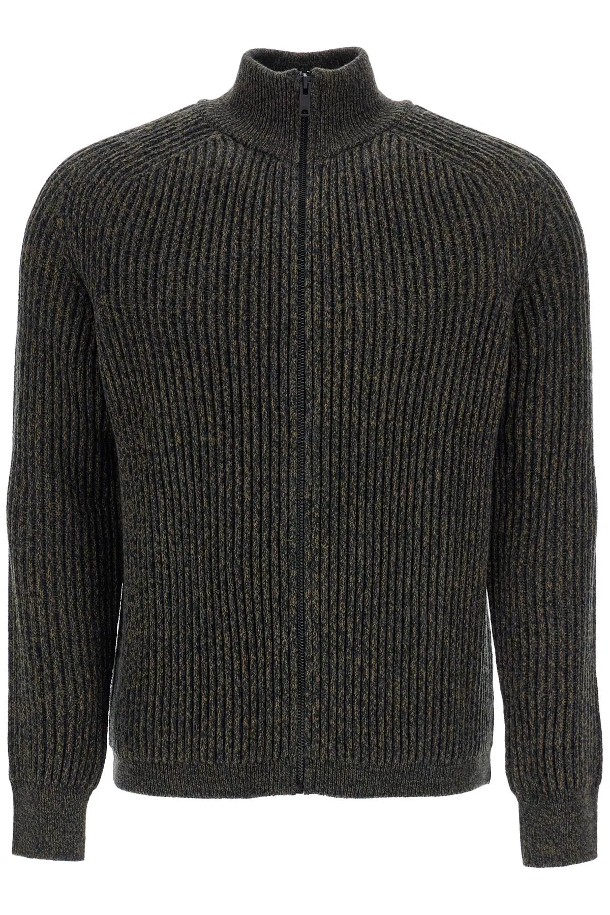 Regular Fit Green High Neck Sweater In Wool And Polyacrylic