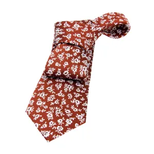 Roxbury Floral Silk Tie, Rust Orange / Silver