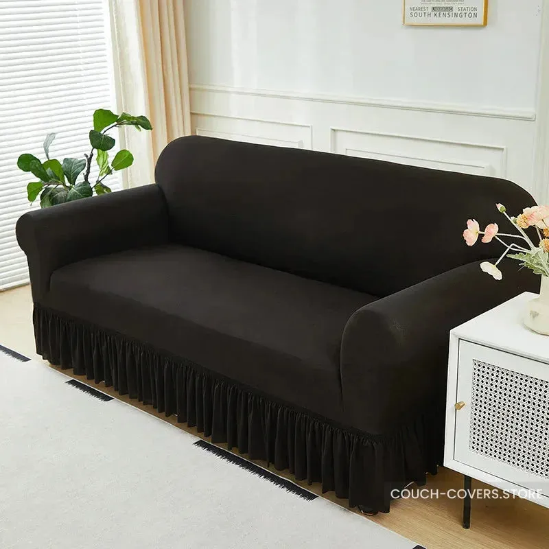 Solid Color Couch Cover With Skirt