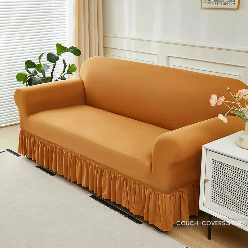 Solid Color Couch Cover With Skirt