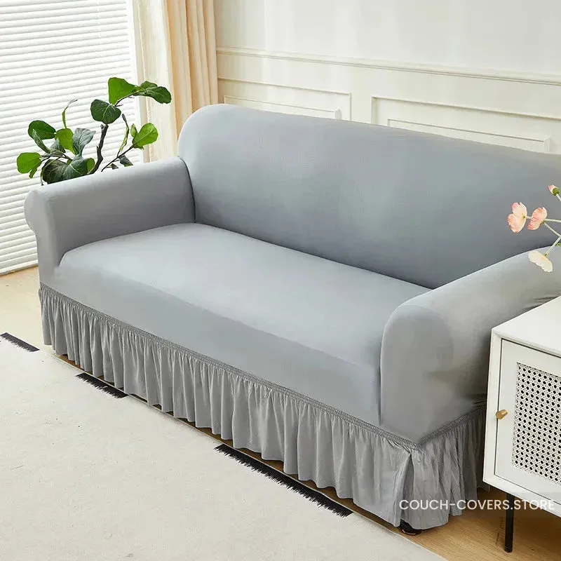 Solid Color Couch Cover With Skirt