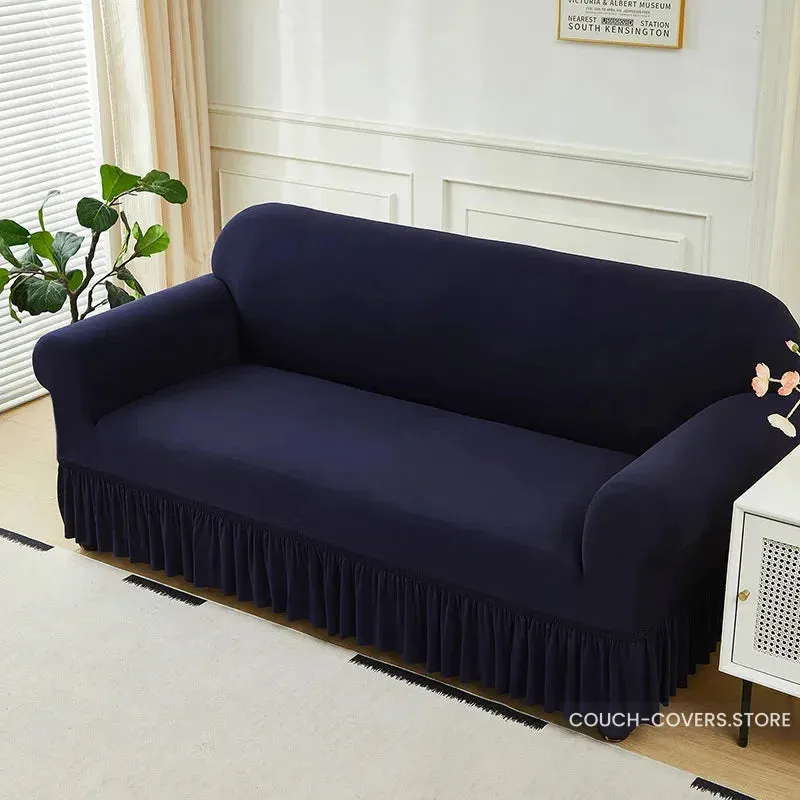 Solid Color Couch Cover With Skirt