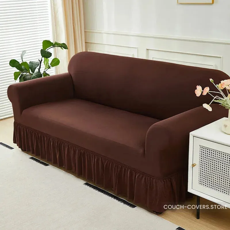 Solid Color Couch Cover With Skirt