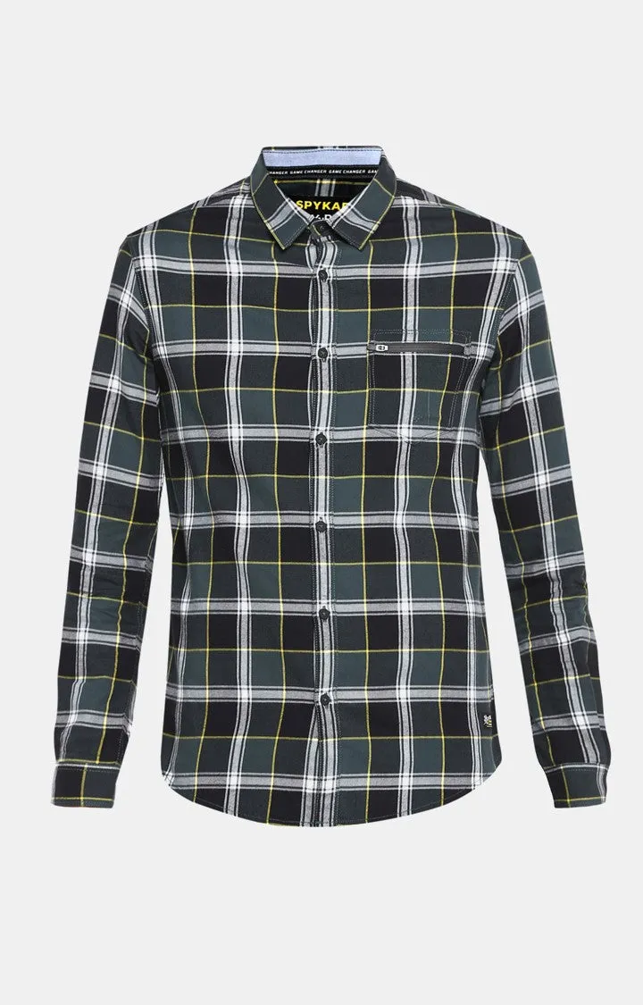 Spykar Men Grey Checked Slim Fit Casual Shirt