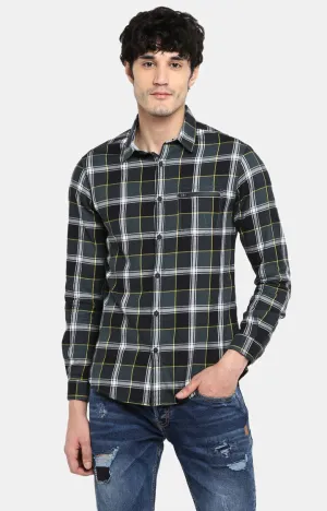 Spykar Men Grey Checked Slim Fit Casual Shirt