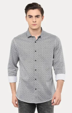 Spykar Men'S Black Cotton Printed Casual Shirts