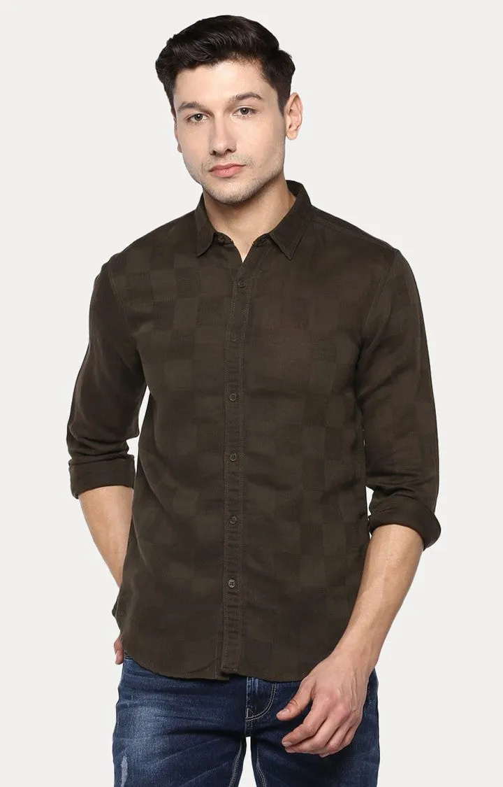 Spykar Men'S Brown Cotton Blend Checked Casual Shirts