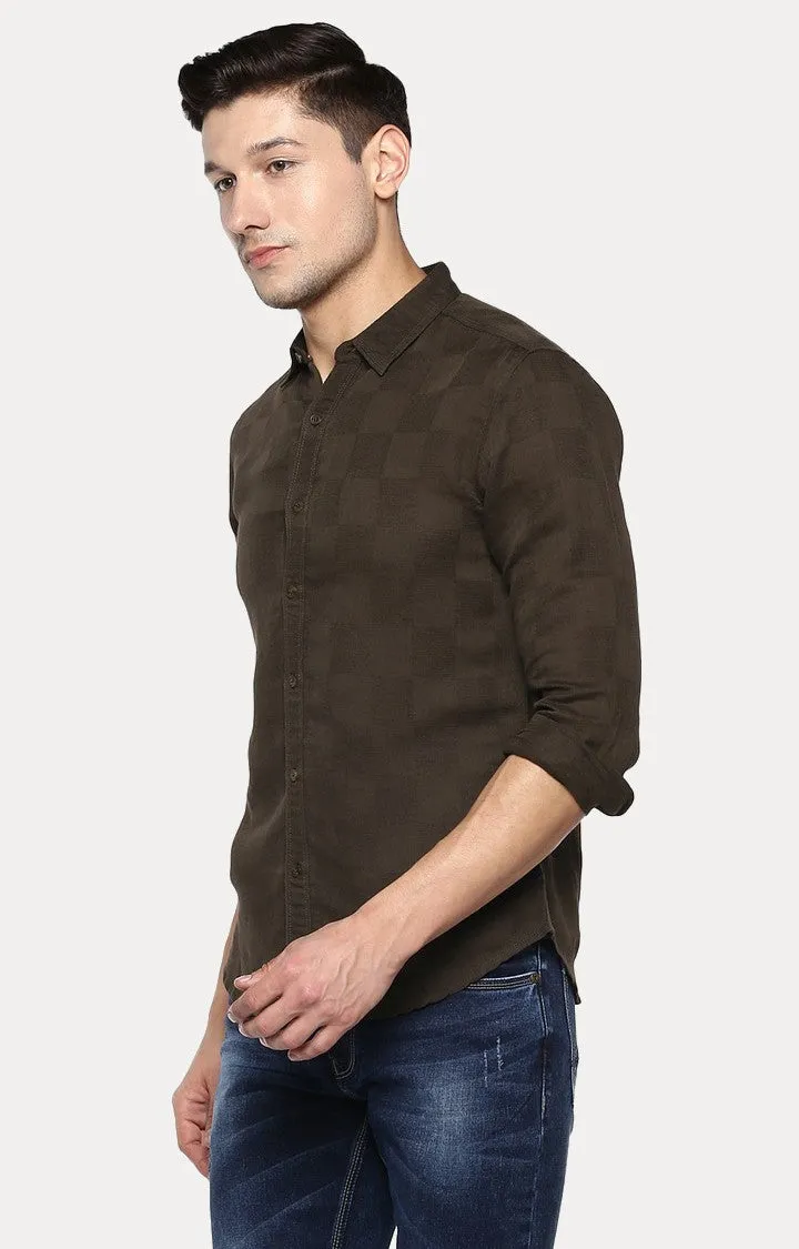 Spykar Men'S Brown Cotton Blend Checked Casual Shirts