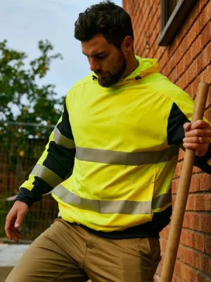 Taped Two Tone Hi Vis Contrast 4 Way Stretchy Hoodie - BK6815T