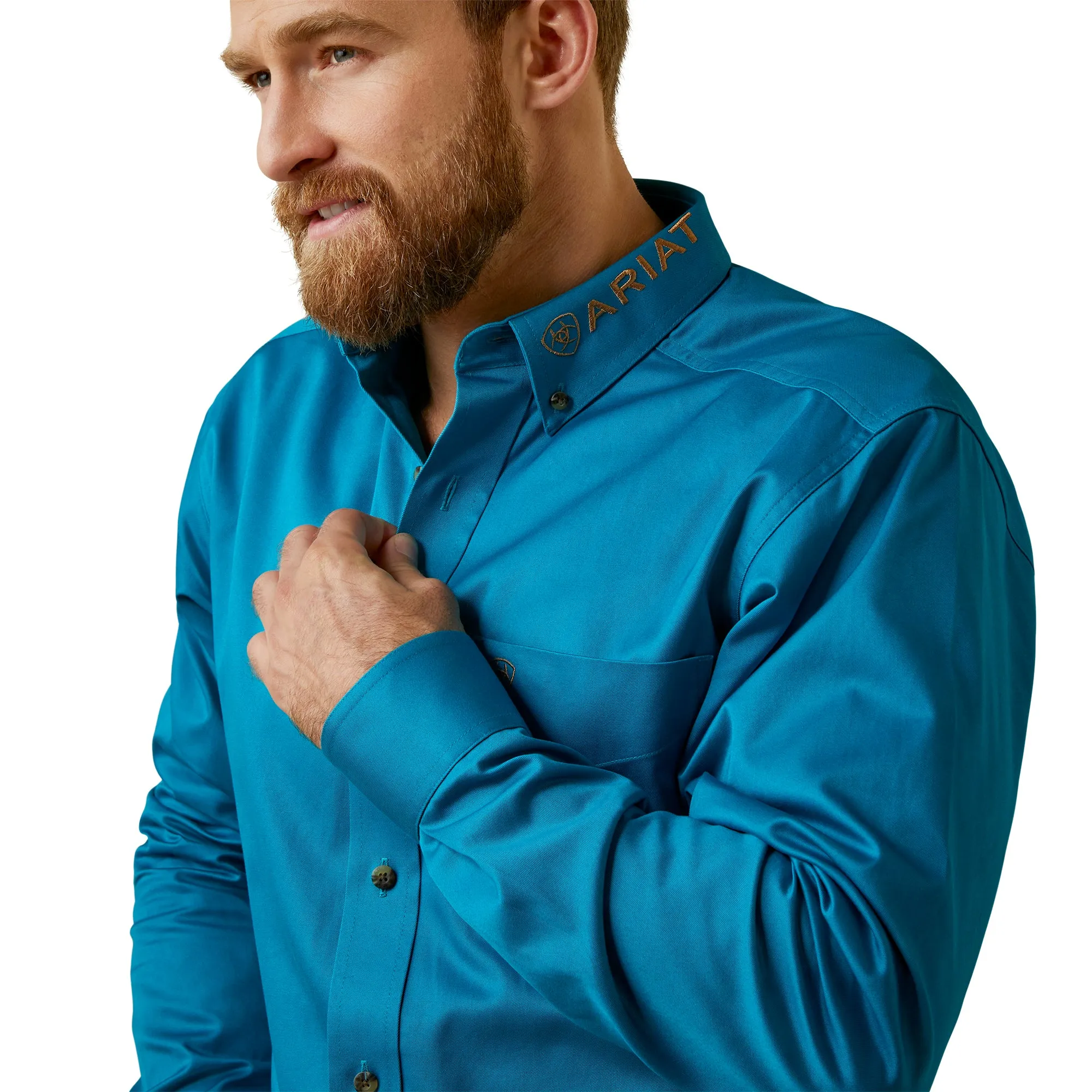 Team Logo Deep Turquoise Twill Fitted Western Shirt