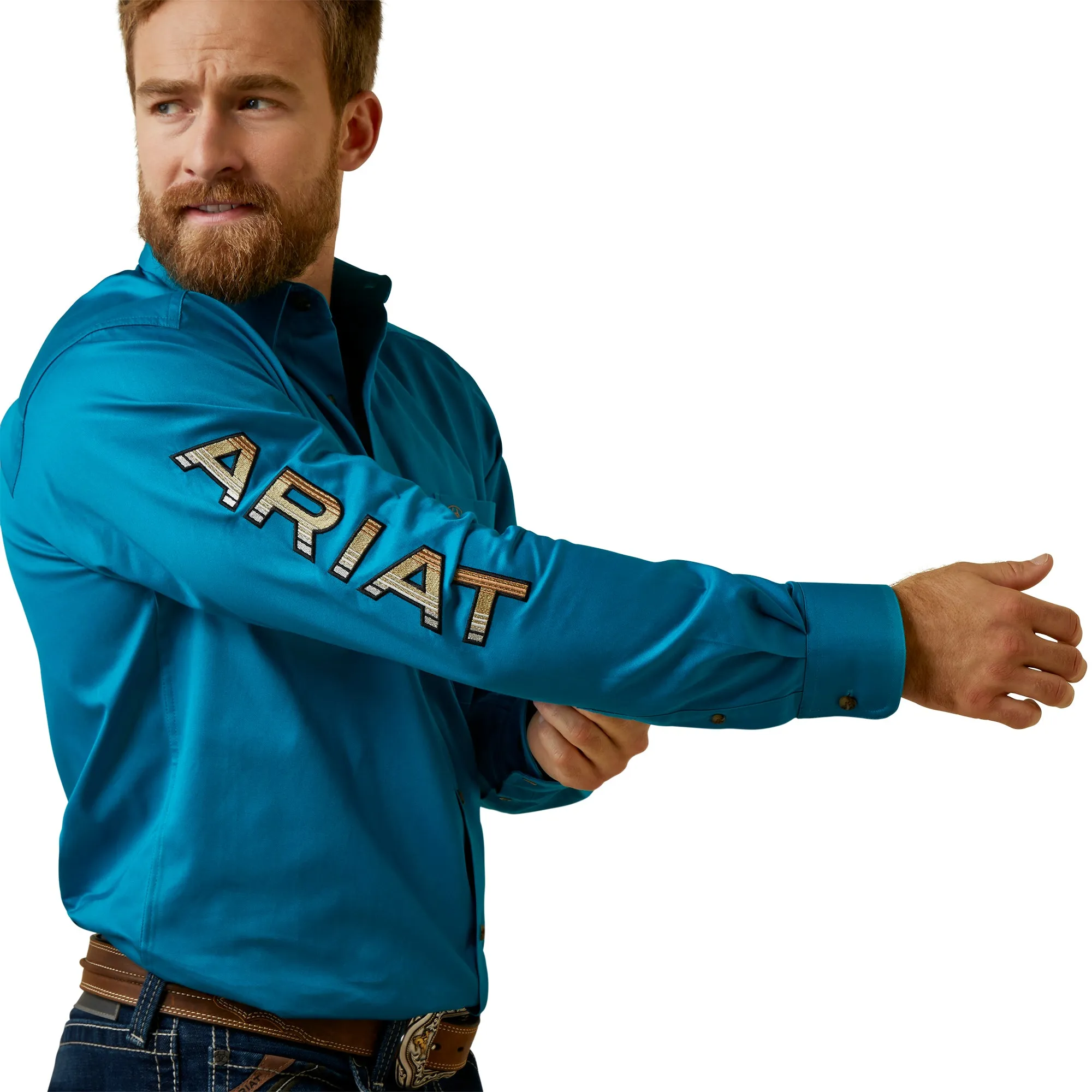 Team Logo Deep Turquoise Twill Fitted Western Shirt