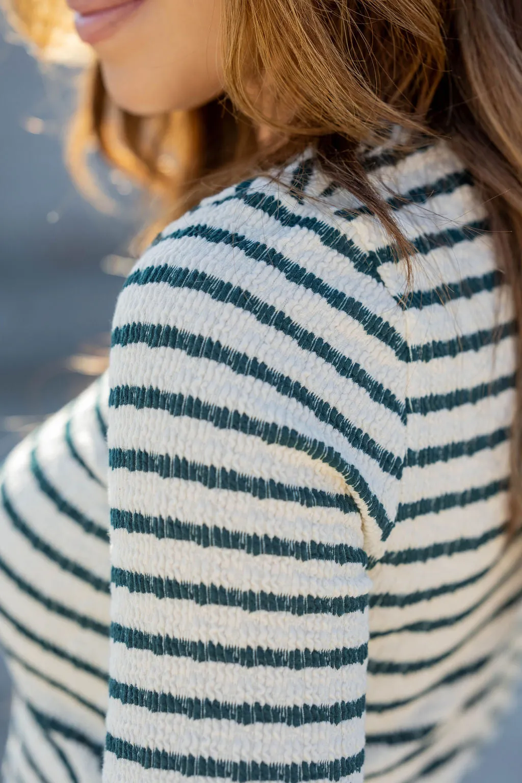 Textured Stripes Long Sleeve Tee